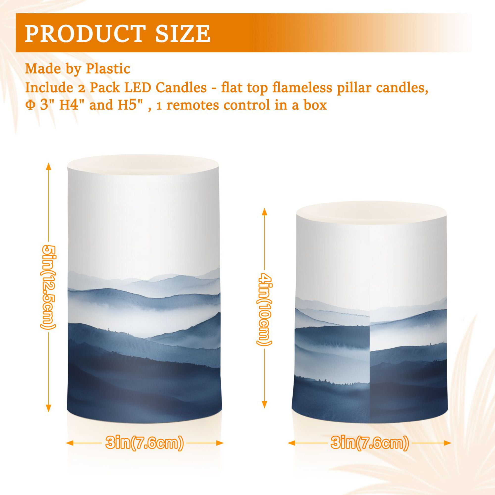Yayeee Flameless Candles with Remote Flickering Battery Operated Multi Color Changing, Watercolor Mountains