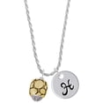 thumbnail image 1 of Delight Jewelry Goldtone Flat Pebbles Spinner Silvertone Script Initial Disc - H - Charm Necklace, 20"+3", 1 of 4