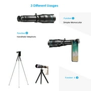 APEXEL 60x Super Telephoto Zoom Phone Lens Powerful Monocular Metal Telescope Mobile telephoto lens for camping Tourism