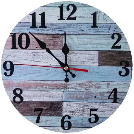 VOCOO 10 inches Wooden Silent Non-Ticking Farmhouse Rustic Wall Clock, Battery Operated, Decor for Kitchen Bedroom Living Room