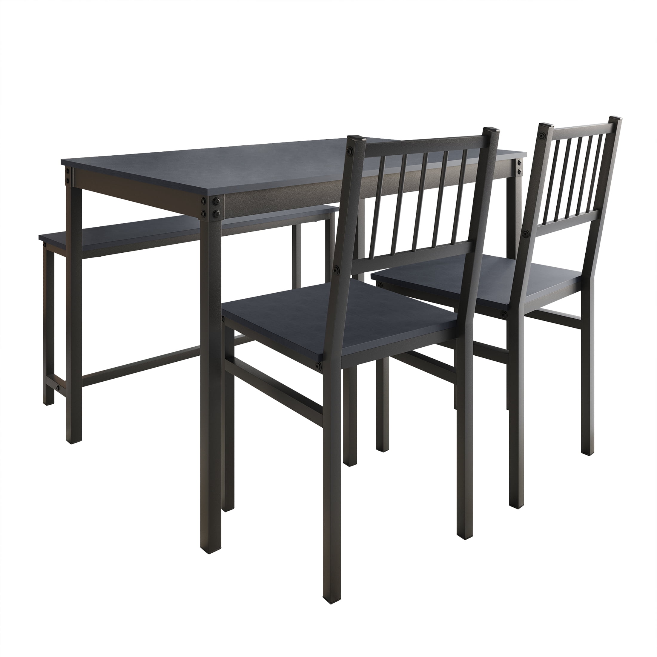 Castle Place Elegant 4-Piece Metal Dining Set In Black