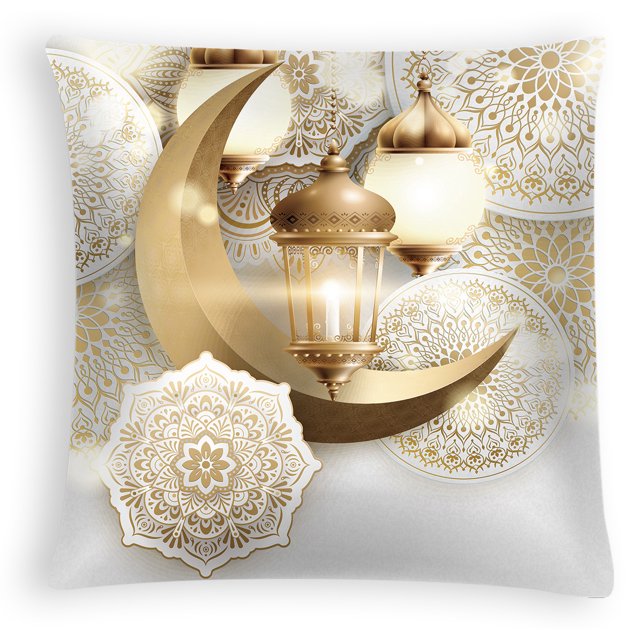 Funda de almohada de estilo étnico con diseño de luna dorada, de piel de melocotón, estampada, para sofá de casa, cojín de tela para coche