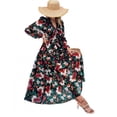 thumbnail image 4 of New Spring/Summer Women's Resort Casual Color Block Print V-Neck Dress, 4 of 5