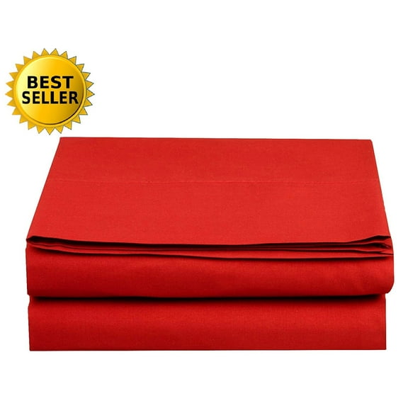Flat Sheet Set of 2 1500 Series Flat Sheet, California King Size, Red