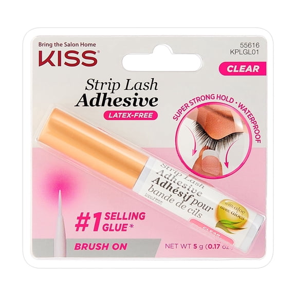 Kiss Strip Lash False Eyelash Adhesive Glue, Latex Free with Aloe, Clear, 0.17 oz