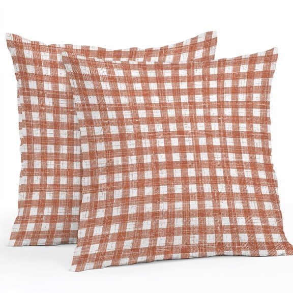 Throw Pillow Covers 26x26 Inch Set of 2, Red Buffalo Plaid Waterproof Outdoor Pillow Covers, Farmhouse Checkered Boho Vintage Decorative Cushion Pillowcases for Couch, Sofa, Bed, Garden, Patio