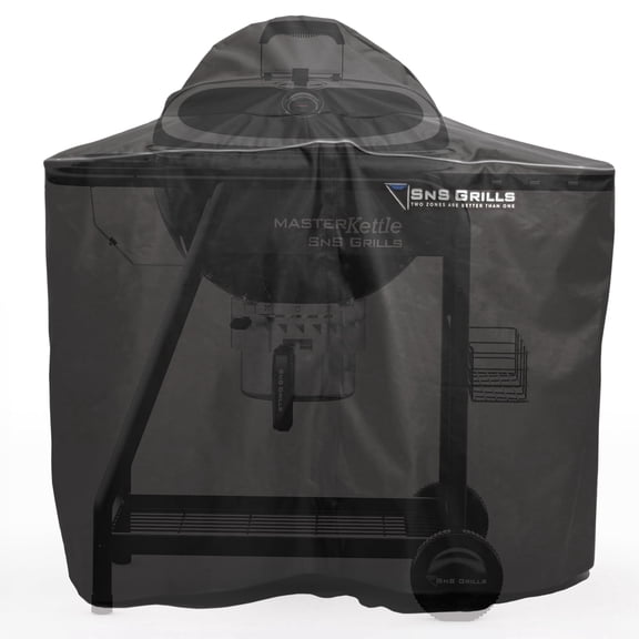 SnS Grills Slow 'N Sear® MasterKettle 22" Grill Cover — Waterproof UV-Resistant Heavy-Duty Custom-Fit Cover for SnS MasterKettle With Cart & Side Table
