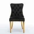 thumbnail image 4 of Contemporary Dining Chairs Set of 2, Velvet Dining Chairs with Nailhead Trim, Upholstered Side Chair with High Backrest and Metal Legs, Armless Chair for DiningRoom Kitchen, Black, 4 of 9