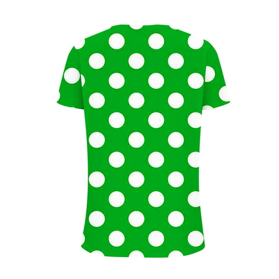 YHAJDS Women's T-shirts V Neck Short Sleeve Polka Print Casual Spring Summer Top