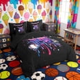 thumbnail image 2 of Erosebridal Purple Pink Drippy Baseball Helmet Print Bedding Comforter Set, Vibrant Sports Full Bedding Set for Kids Boys and Girls, Black Reversible 7 Pieces, 2 of 6