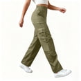 thumbnail image 6 of Axiiglly Cargo Pants Women Button Zip High Waist Work Pants with Multi Pockets Plus Size Climbing Hiking Athletic Trousers S-3XL, 6 of 9