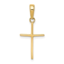 Real 14kt Yellow Gold Polished Cross Pendant; for Adults and Teens; for Women and Men