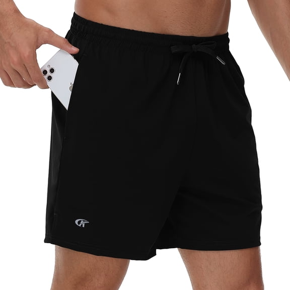 Taigaofy Men's 5" Workout Athletic Running Shorts Quick Dry Lightweight Gym Shorts Black L