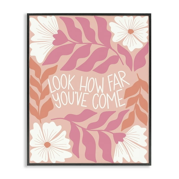 Stupell Industries How Far You've Come Plants & Flowers Painting Black Framed Art Print Wall Art, 11 x 14