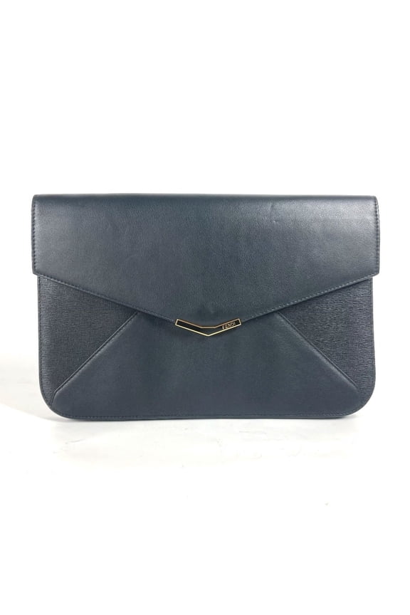 Pre-Owned FENDI 8M0312 Flap Toujours Pouch with Strap Clutch Bag Leather Men's Black