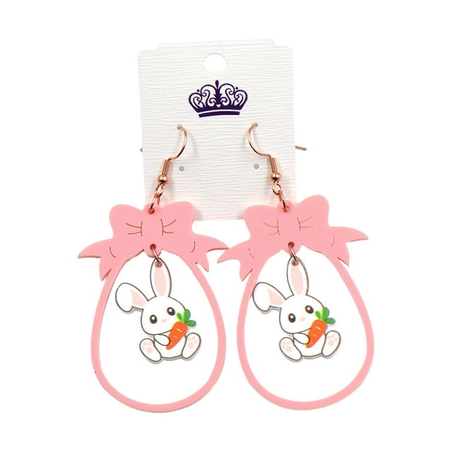 Pendientes de Pascua Fernando Aretes de conejo acrílico para mujer 40 x 55 mm
