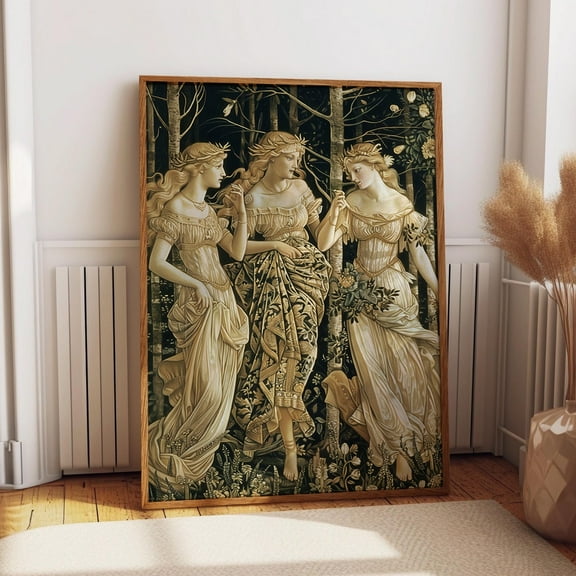 Forest Goddesses Art Poster - Mythical Grace And Beauty Wall Art - Renaissance Inspired Artwork Wall Art, Modern Wall Decor, 8x12 UNFRAMED