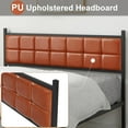 thumbnail image 4 of VECELO Full Size Metal Bed Frame with PU Leather Upholstered Headboard, Modern Platform Bed with Metal Slats, No Box Spring Needed, Brown, 4 of 8