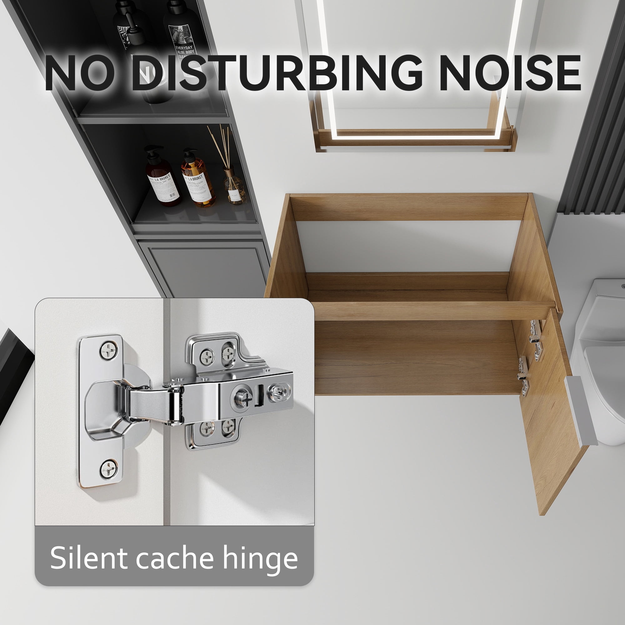 Leumius 30" Floating Bathroom Vanity Cabinet,Soft-Close Double Doors,Wall Mounted Cabinet Set Design Bathroom Vanity for Small Space,Cabinet Only,Oak