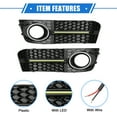 thumbnail image 4 of Unique Bargains 1 Pair Front Bumper Grille Fog Light for Audi A4 B8 STANDARD 2009-2011 Plastic, Black Front with LED, 4 of 7
