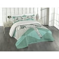 thumbnail image 2 of Ambesonne Modern Quilted Coverlet 3 Pcs, Minimalist Boho, Queen Size, Teal Grey, 2 of 4