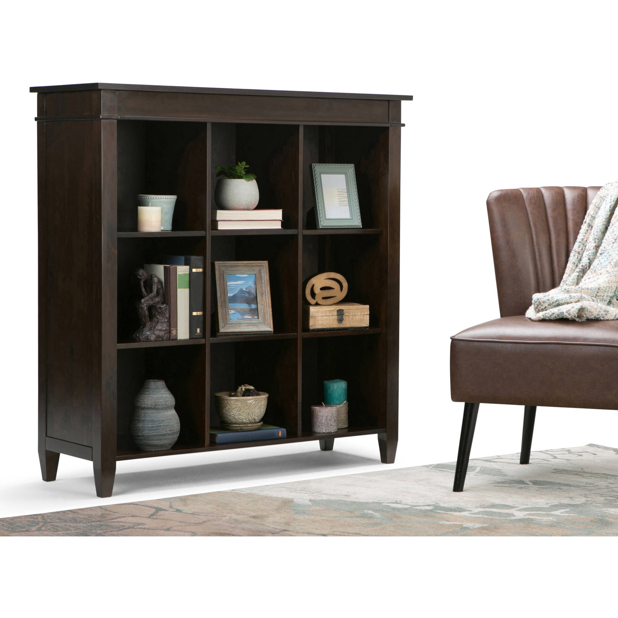 Brooklyn + Max Richland Collection Dark Tobacco Brown 9-Cube Bookcase and Storage Unit