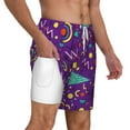 thumbnail image 2 of Kdxio Retro 80s Style Print Men'S Swim Trunks With Compression Liner 7 Inch Inseam Quick Dry Swim Shorts, 2 of 7