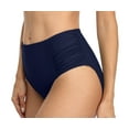 thumbnail image 5 of Women's Swimsuit Bottoms Solid Color Ruched Bikini Briefs Side Pleats, 5 of 5