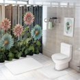 thumbnail image 7 of Orinice Ambesonne teal shower curtain, modern urban jungle bohemian concept dancing daisy with curved leaf hug, fabric bathroom décor set with hooks, sea green pale mustard 60x72, 7 of 7