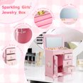 thumbnail image 3 of OldPAPA Girls Kids Jewelry Box,Princess Cute Wooden Jewelry Box with Drawer & Mirror, Organizer Display for Necklace Rings Bracelets Earrings,Pink Castle, 3 of 8