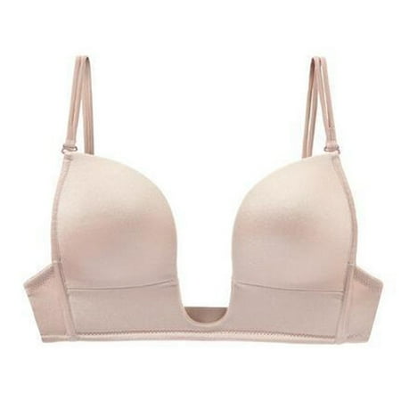

Abcelit Clearance! Women Push Up Bra for formal dress Female Deep Plunge U shape Bras Sexy Seamless blackless Adjustable Convertible Straps Skin 70B