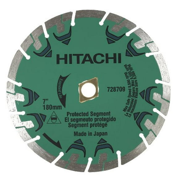 Hitachi 728709 Dry Cut Premium Protected Segmented Diamond Saw Blade for Concrete and Masonry, 7"
