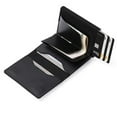 thumbnail image 2 of Blue Real Leather Wallet For Smart Air Tag, Rfid Credit Card Money Holder Automatic Pop Up Mini Aluminum Wallet Niuniu, 2 of 3
