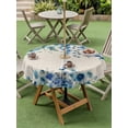 thumbnail image 3 of Outdoor Tablecloth with Umbrella Hole and Zipper, Spring Blue Floral Round Table Cloth 60 Inch Waterproof Tablecloth, Farmhouse Weeping Floral Leaves Burlap Picnic Table Cover for Patio Camping, 3 of 7