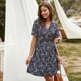 thumbnail image 1 of Summer Dresses for Women Maxi Dress V-Neck Temperament Floral Dress Short Skirt Short Sleeve, 1 of 6