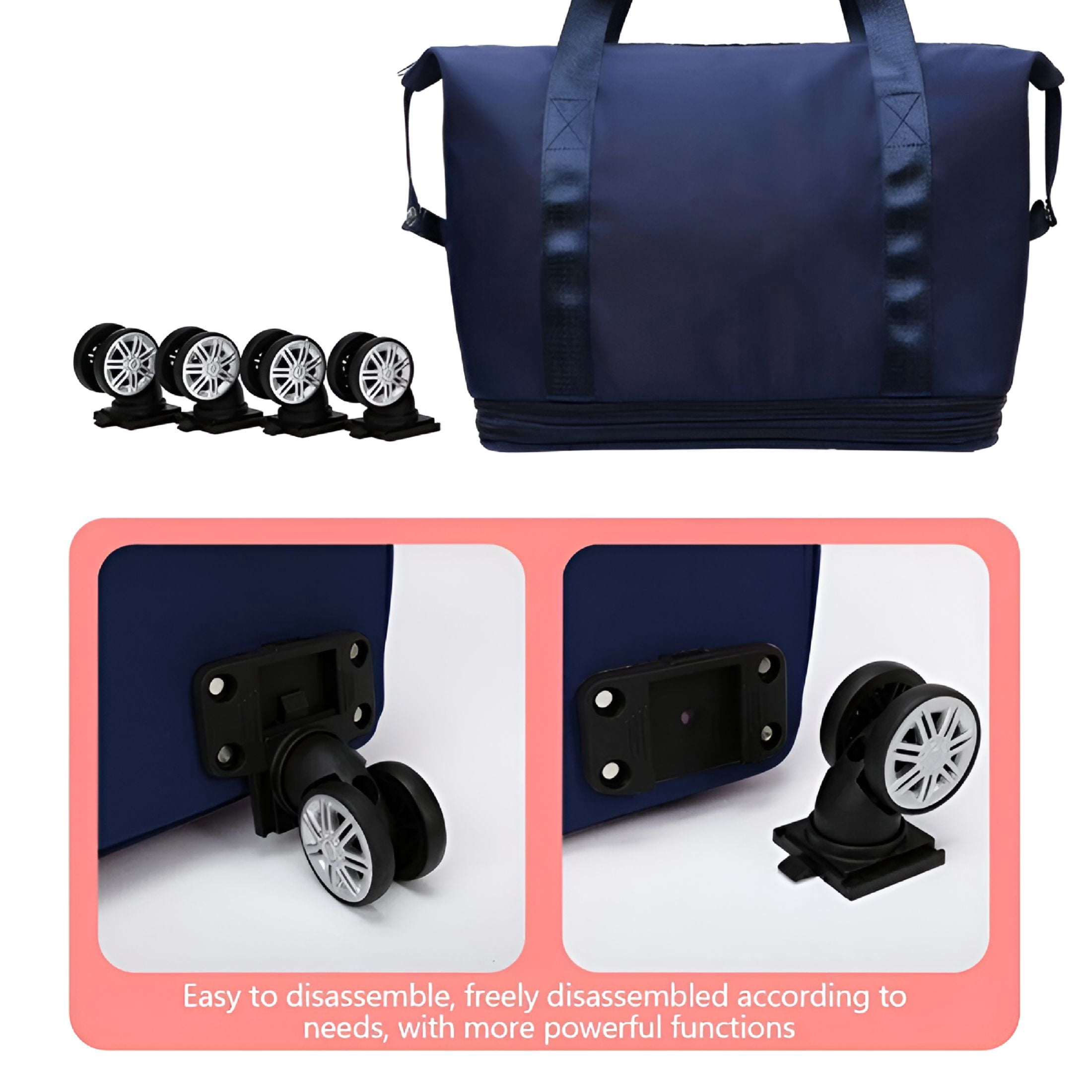 GASTROPOD 2026 New 26In Foldable Travel Bag Expandable, Rolling Duffle Bag with Wheels, Weekender Travel Bag with Rolling Wheels, Tote Bag for Travel, Weekend, Gym, Vacation Dark Blue