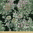 thumbnail image 2 of Ambesonne Retro Fabric by the Yard Upholstery, Wild Flowering Branches Print, 3 Yards, Laurel Green Dried Rose, 2 of 5