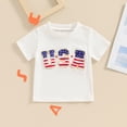 thumbnail image 2 of BemeyourBBs Toddler 4th of July USA Tee Shirts Baby Girl Boy Fourth of July Short Sleeve Letter Embroidery Tops T-Shirts, 2 of 8