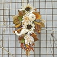 thumbnail image 4 of Artificial Pumpkins Wreaths White Sunflower Autumn Wreath with Leaves Flower Fall Door Garland Thank silk flower, 4 of 6