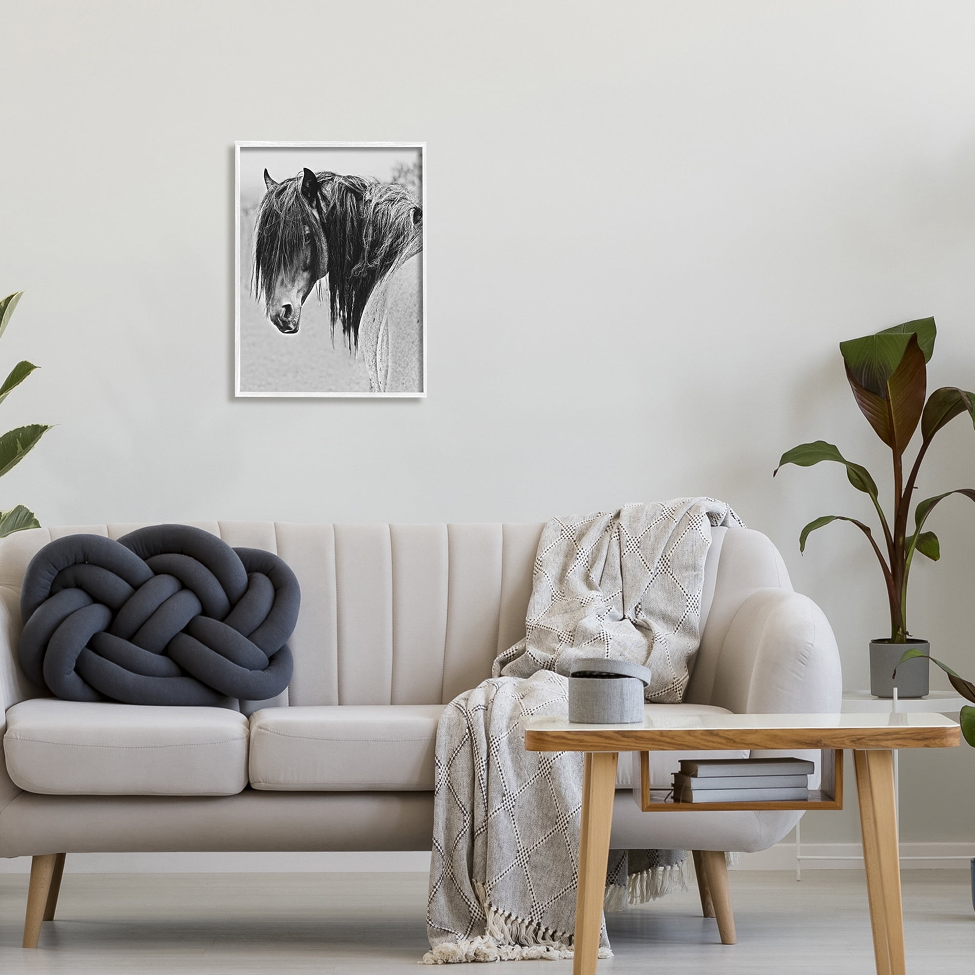 Stupell Industries Black White Monochrome Serene Fjord Horse Portrait , 16 x 20, Design by Sally Linden
