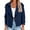 Navy blue, variant on Double Breasted Women Solid Color Casual Crop Trench Coat Lady Office Jacket with Pocket