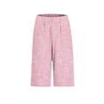 thumbnail image 4 of Pedal Pushers for Women Casual Summer Wide Leg Cotton Linen Striped Shorts Casual High Waist Linen Capri Pants Gauze Capris,XL, 4 of 4
