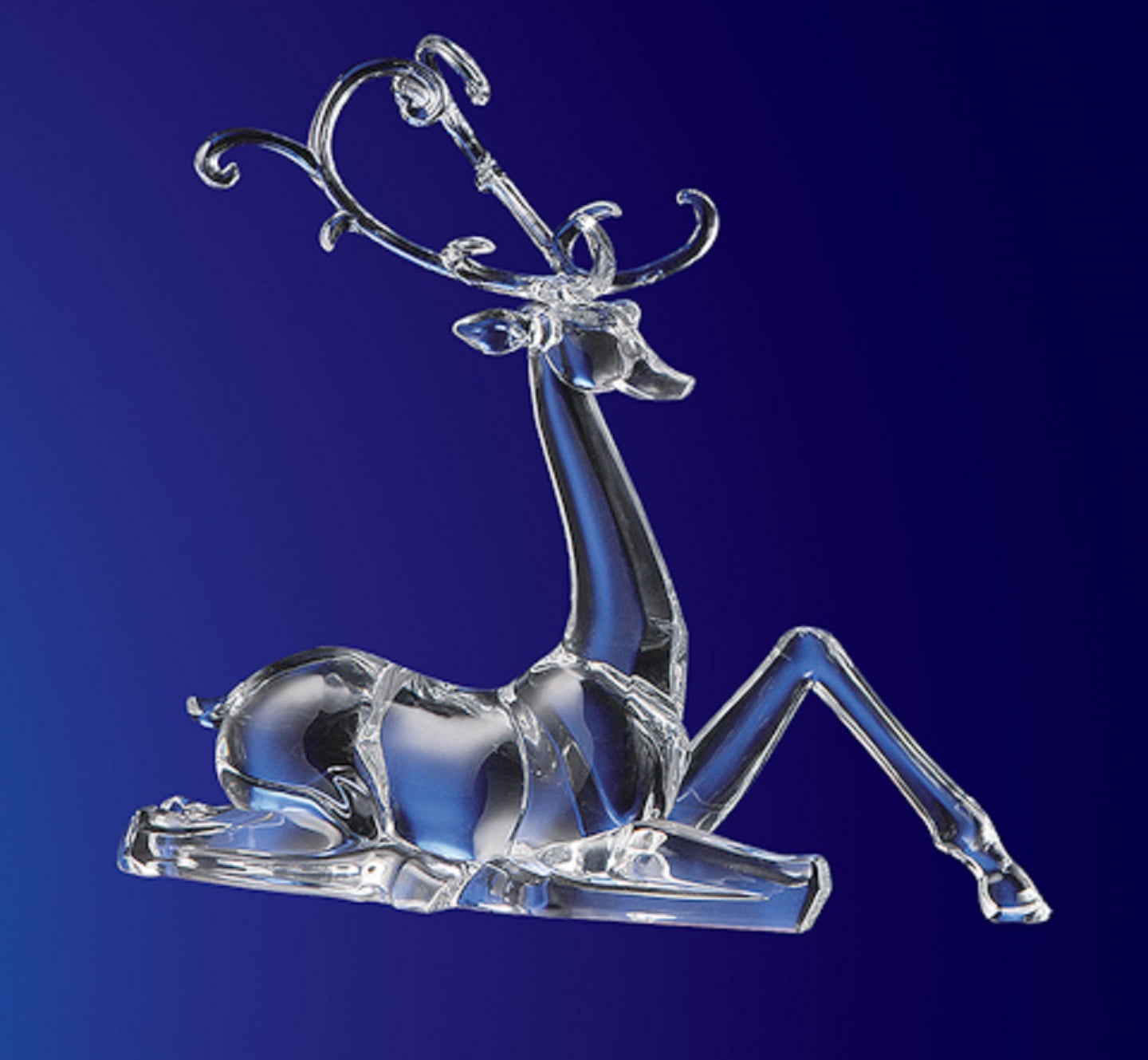 Pack of 2 Clear Icy Crystal Decorative Christmas Sitting Deer Figurines