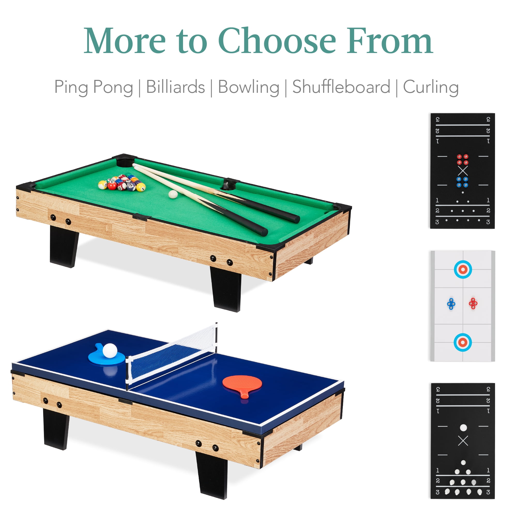 Best Choice Products 11-in-1 Kids Combo Game Set w/ Ping Pong, Foosball, Air Hockey, 5 Accessory Bags - Light Wood