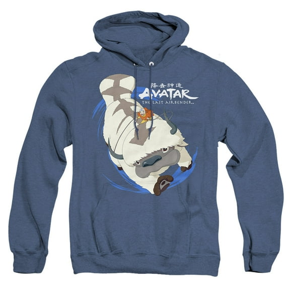 Avatar The Last Airbender Appa In Flight Unisex Adult Pull-Over Heather Hoodie,Royal Blue, X-Large