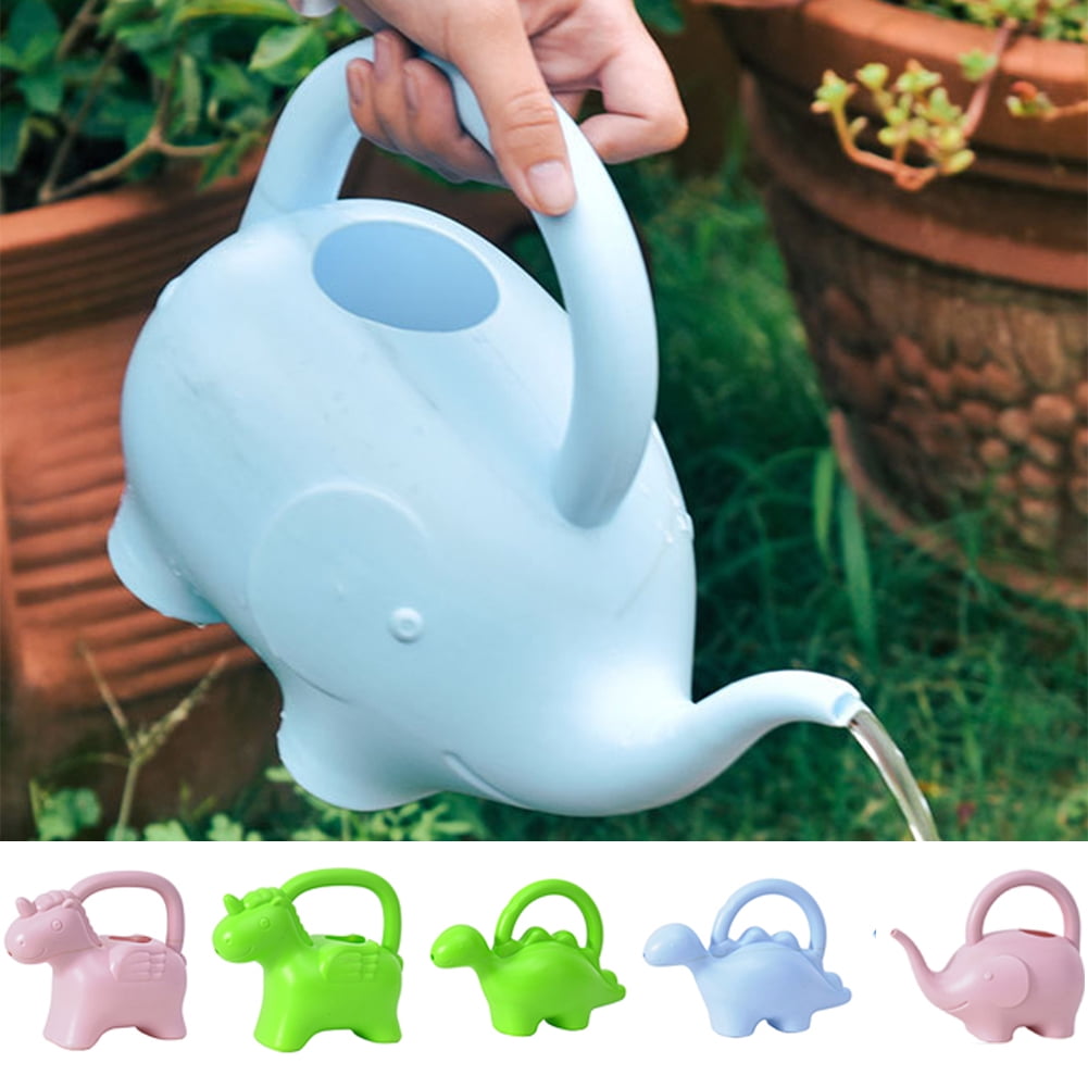 2 Quart Plastic Elephant Shape Garden Watering Can For Indoor House Plants Gray