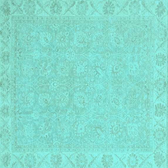 Ahgly Company Indoor Square Abstract Light Blue Modern Area Rugs, 6' Square