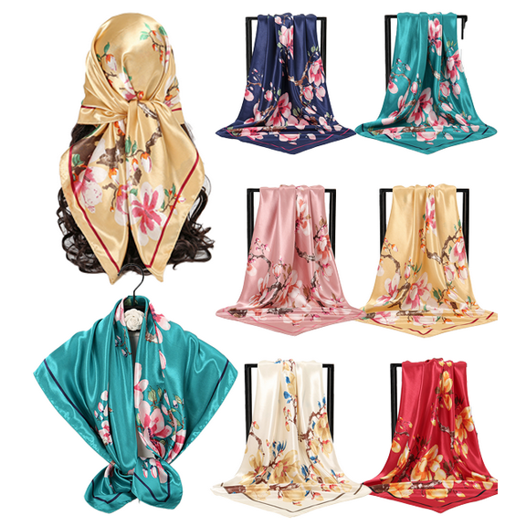 Yoyauz 35" Large Square Satin Head Scarf - Silk Hair Scarf Square Hair Bandanas Large Scarf Sleeping Head Wraps for Women