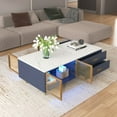 thumbnail image 4 of Modern  Coffee Table with 2 Glass Door Storage, 4 Drawers, Gold Metal Legs, and Multi-Color Lighting in 47.2'', Coffee Tables for Living Room, 4 of 8