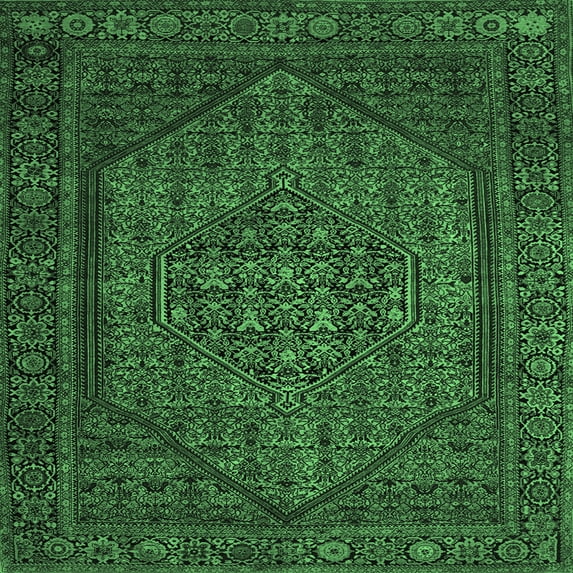 Ahgly Company Indoor Square Persian Emerald Green Traditional Area Rugs, 6' Square